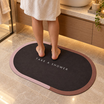Take A Shower Oval Bath Mat, Anti-Skid Water Soaking Floor Mat (1 Pc, 56x37 Cm)