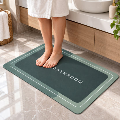 Super Absorbent Bathroom Mat 57x37 Cm, Quick Dry Non-Slip Bath Mat, Green (1 Pc)