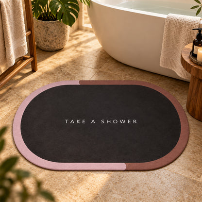Take A Shower Oval Bath Mat, Anti-Skid Water Soaking Floor Mat (1 Pc, 56x37 Cm)