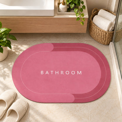 Two-Tone Oval Bathroom Rug, Water Absorbing Anti-Skid Mat (1 Pc, 58.5x39 Cm)
