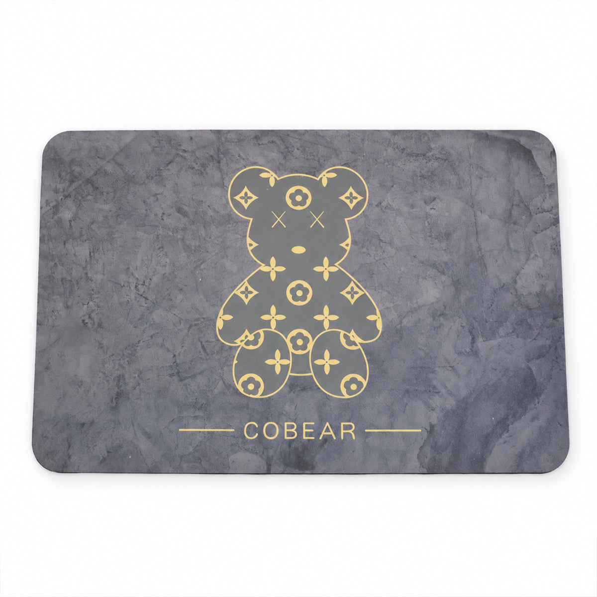 Absorbent Bathroom Mat, Grey Golden Bear Print Quick Dry Mat (1 Pc, 60x40 Cm)