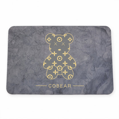 Absorbent Bathroom Mat, Grey Golden Bear Print Quick Dry Mat (1 Pc, 60x40 Cm)