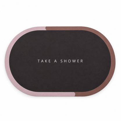 Take A Shower Oval Bath Mat, Anti-Skid Water Soaking Floor Mat (1 Pc, 56x37 Cm)