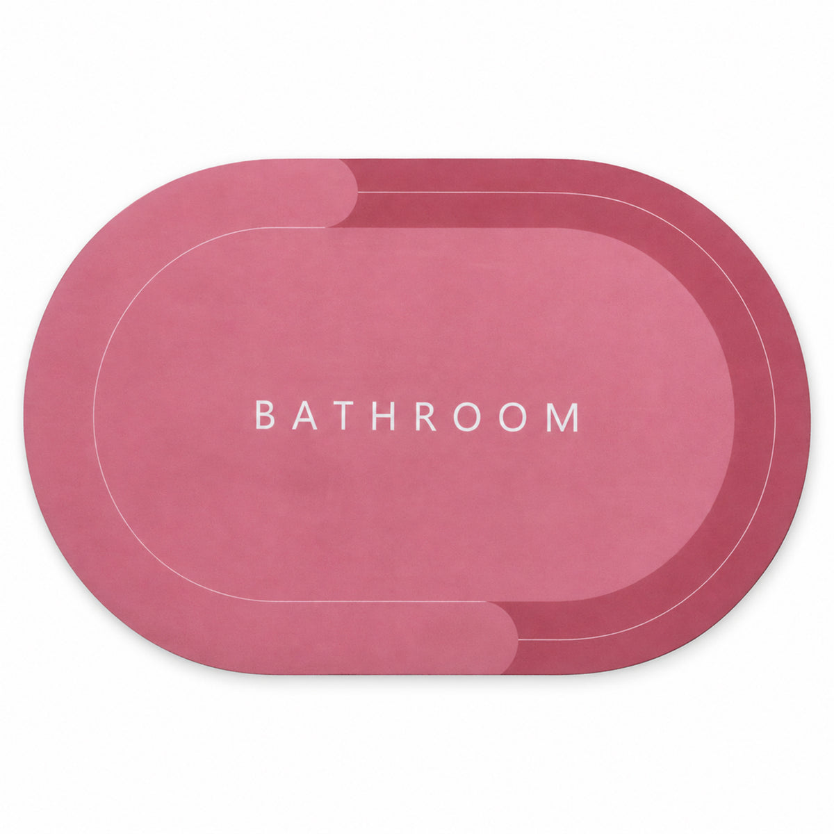 Two-Tone Oval Bathroom Rug, Water Absorbing Anti-Skid Mat (1 Pc, 58.5x39 Cm)