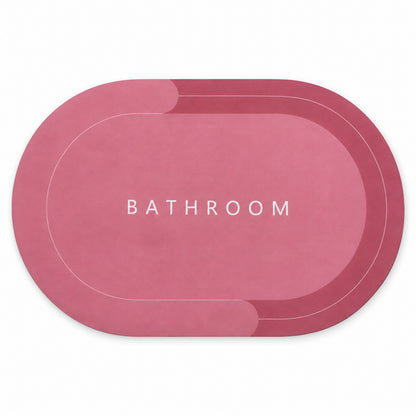 Two-Tone Oval Bathroom Rug, Water Absorbing Anti-Skid Mat (1 Pc, 58.5x39 Cm)