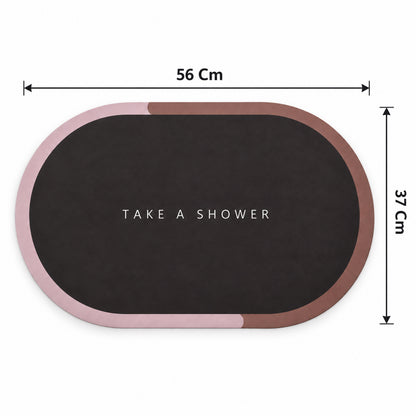 Take A Shower Oval Bath Mat, Anti-Skid Water Soaking Floor Mat (1 Pc, 56x37 Cm)