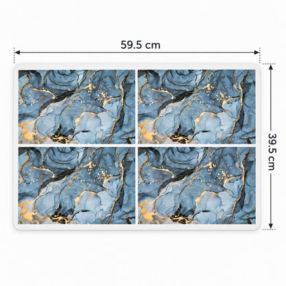 Absorbent Bathroom Mat, Blue Marble Print Quick Dry Mat (1 Pc, 59.5x39.5 Cm)