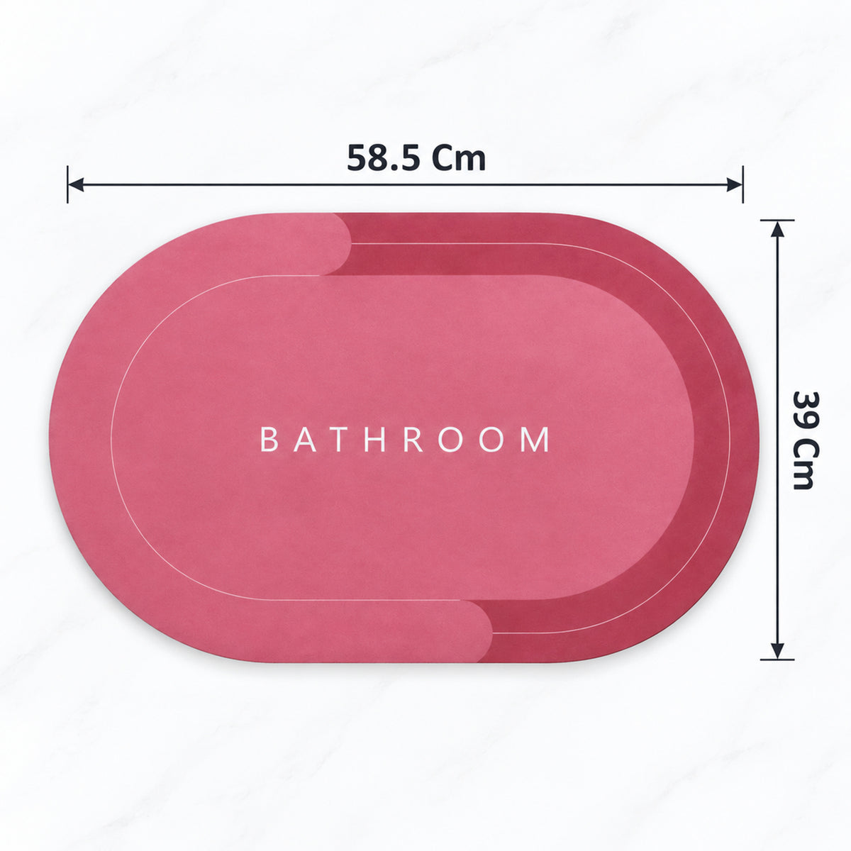 Two-Tone Oval Bathroom Rug, Water Absorbing Anti-Skid Mat (1 Pc, 58.5x39 Cm)