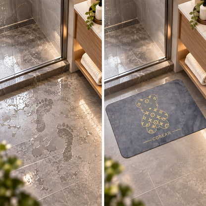 Absorbent Bathroom Mat, Grey Golden Bear Print Quick Dry Mat (1 Pc, 60x40 Cm)