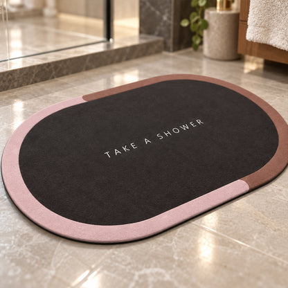 Take A Shower Oval Bath Mat, Anti-Skid Water Soaking Floor Mat (1 Pc, 56x37 Cm)
