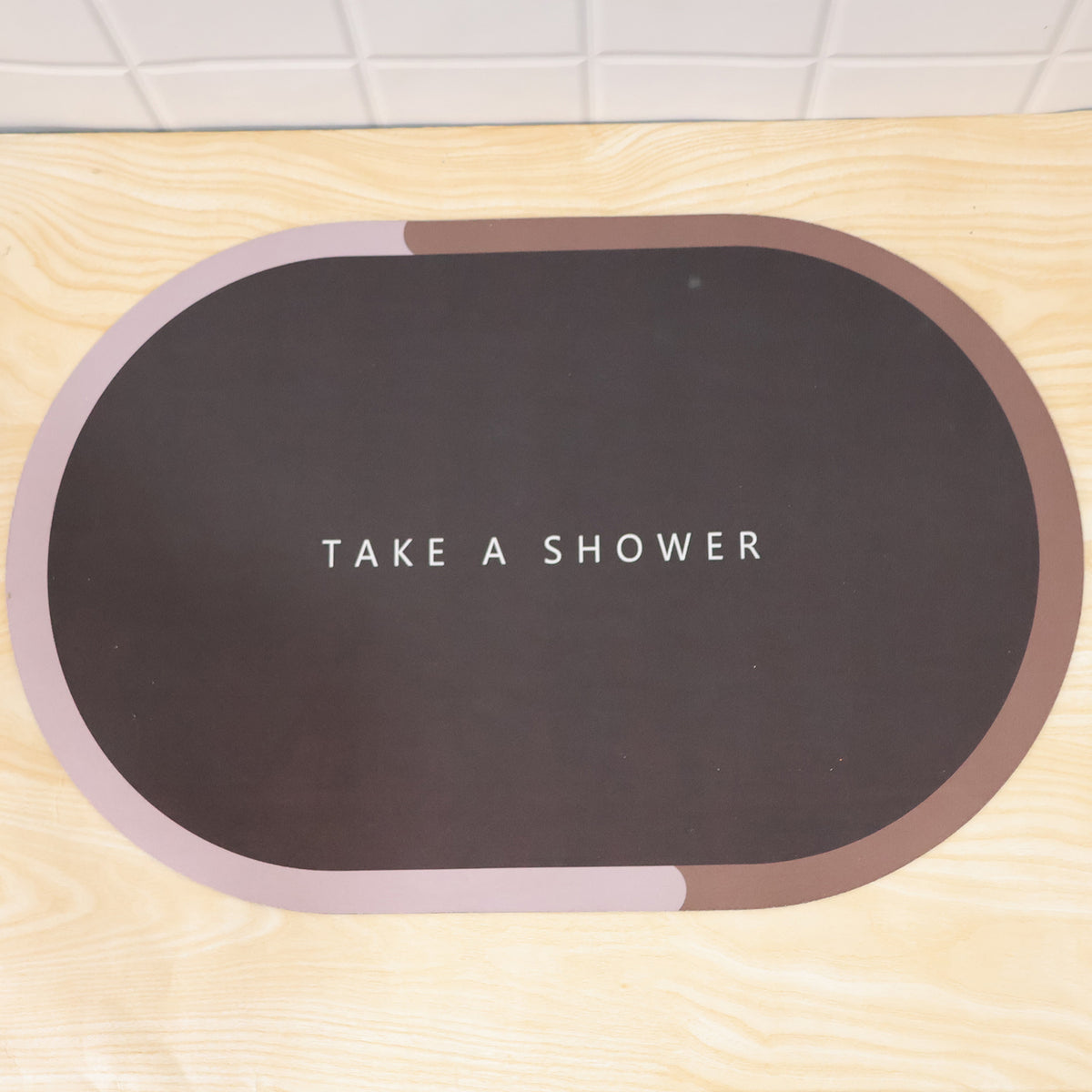 Take A Shower Oval Bath Mat, Anti-Skid Water Soaking Floor Mat (1 Pc, 56x37 Cm)