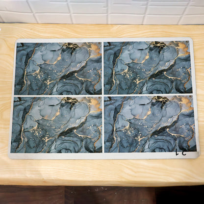Absorbent Bathroom Mat, Blue Marble Print Quick Dry Mat (1 Pc, 59.5x39.5 Cm)