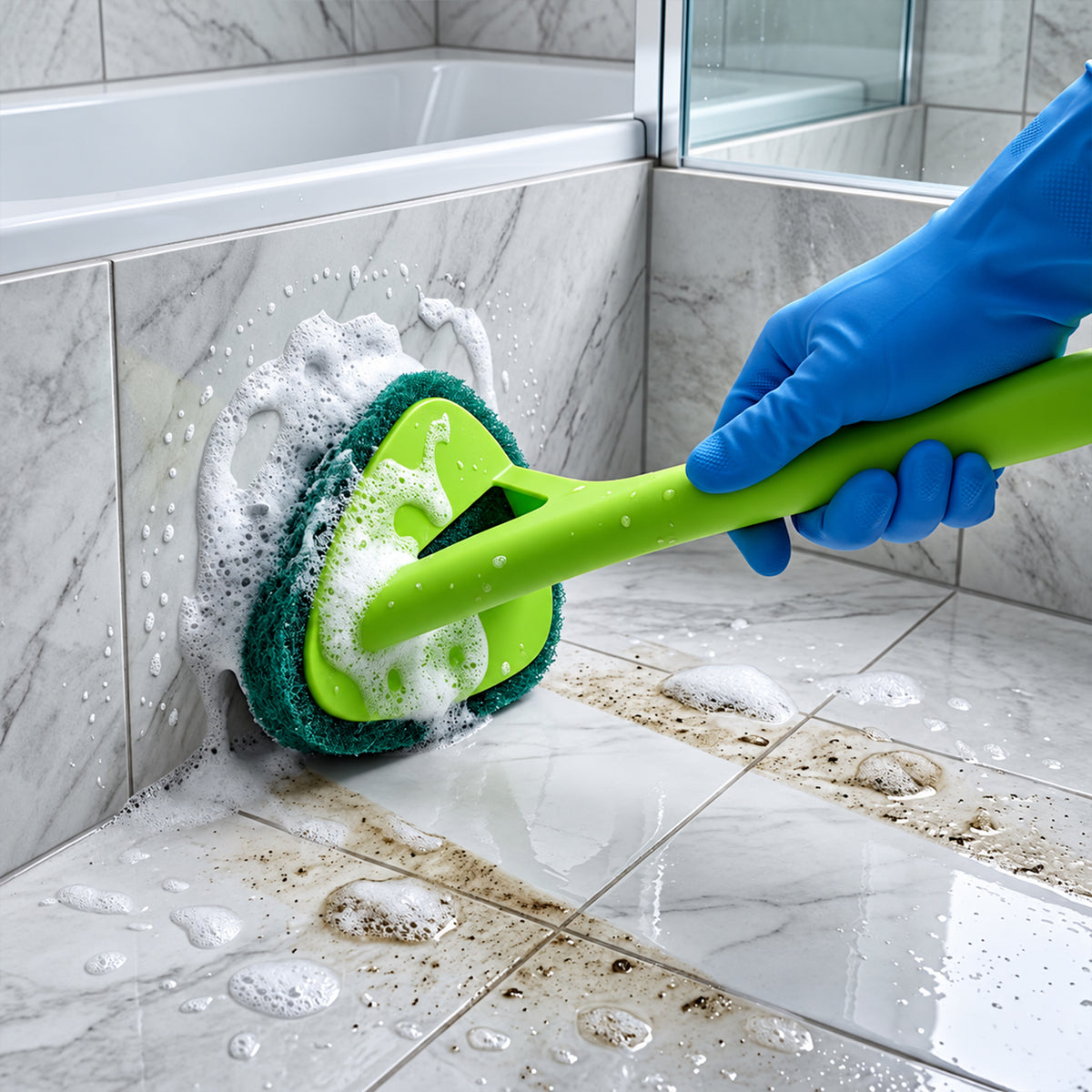 Details of scrubber hockey with long handle.