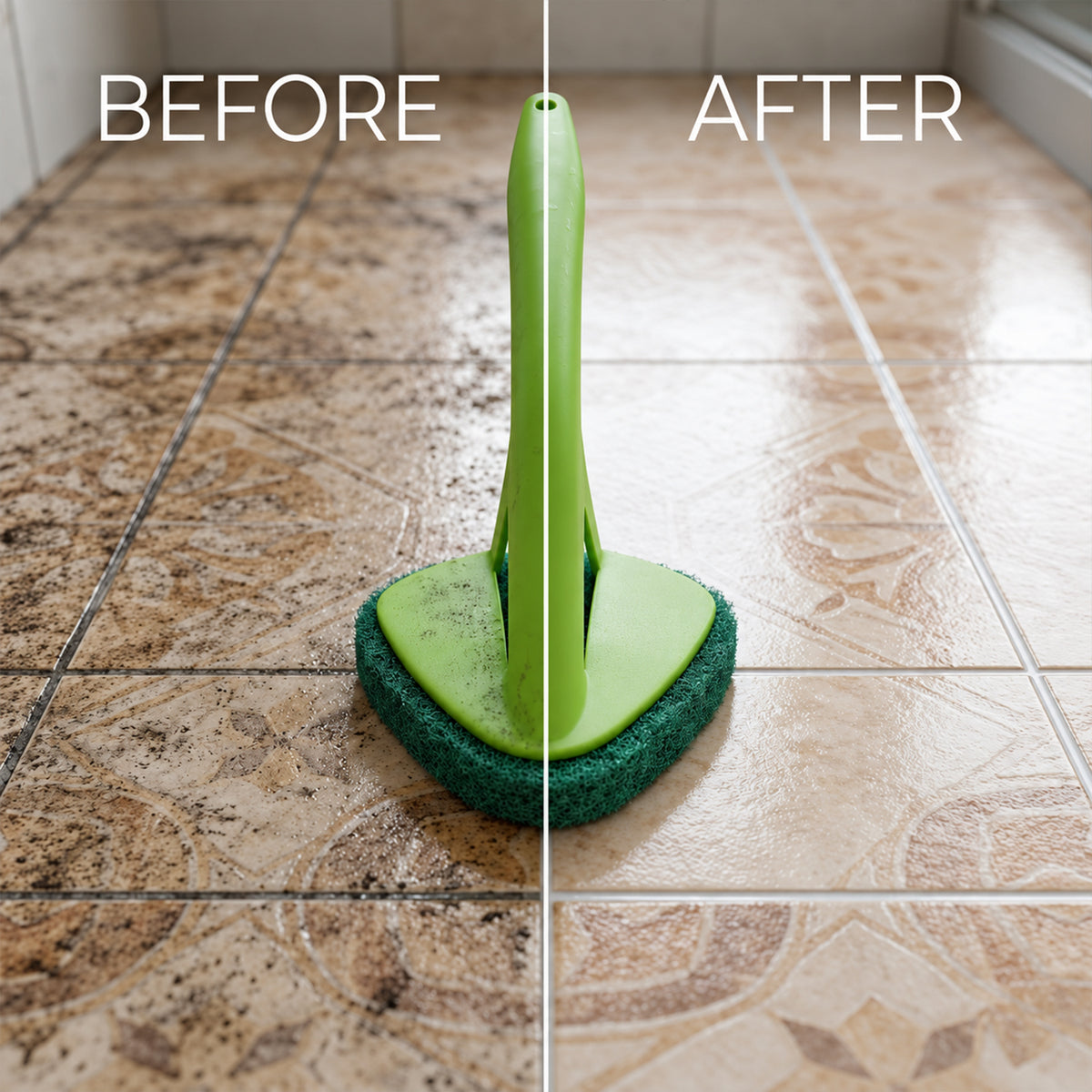 Display of scrubber hockey with long handle.