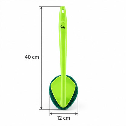 Features of scrubber hockey with long handle.