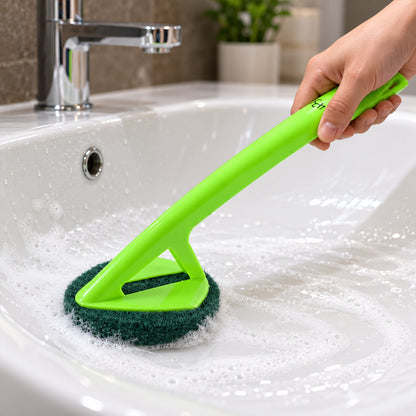 Close-up of scrubber hockey with long handle.
