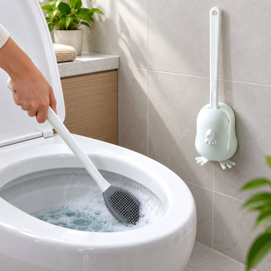 Toilet cleaning brush silicone bristles holder