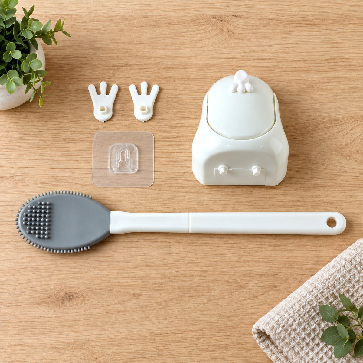 Toilet Cleaning Brush Set with Silicone Bristles and Wall Mounted Storage Holder