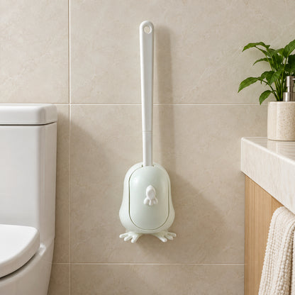 Toilet Cleaning Brush Set with Silicone Bristles and Wall Mounted Storage Holder