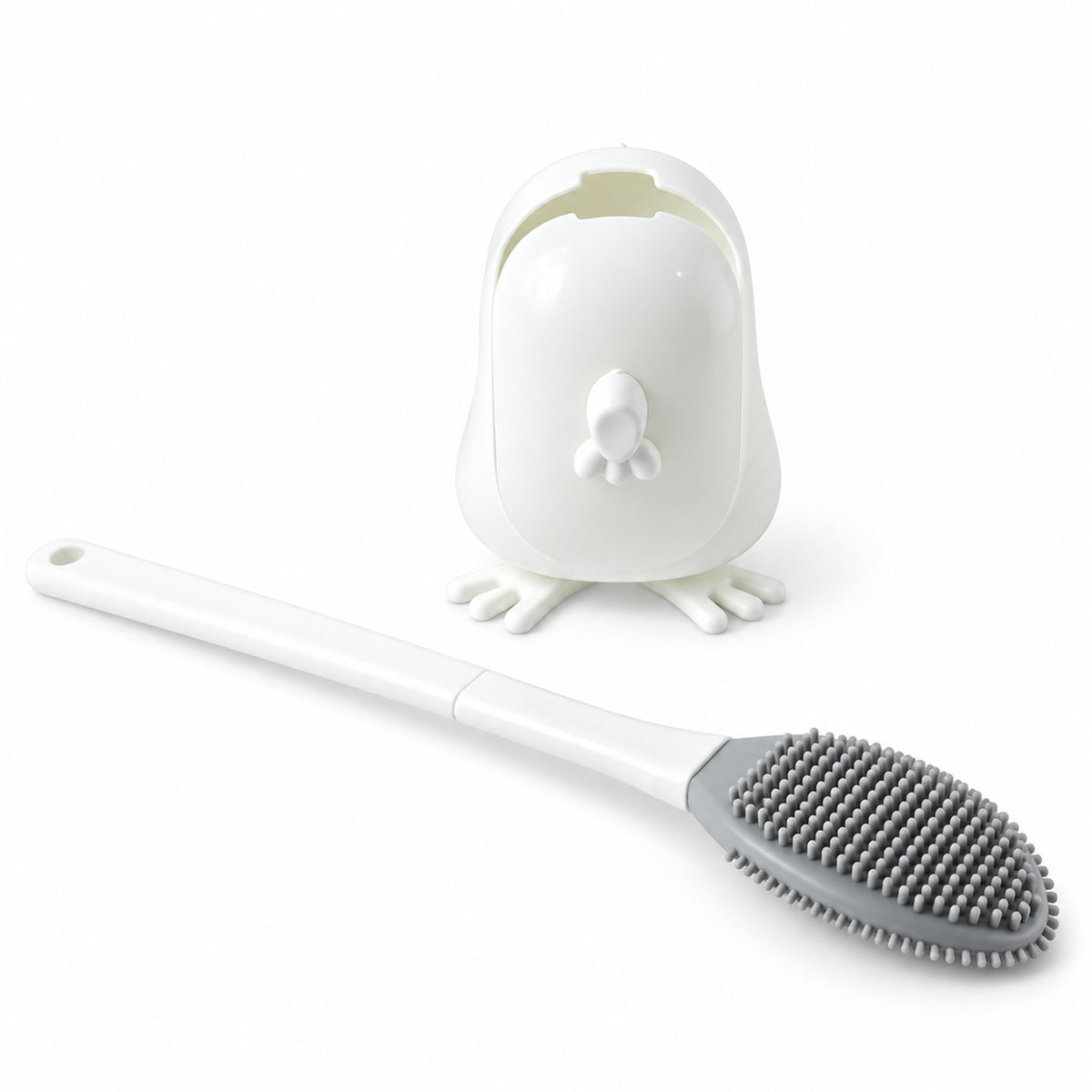 Toilet Cleaning Brush Set with Silicone Bristles and Wall Mounted Storage Holder