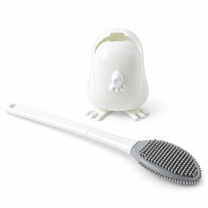 Toilet Cleaning Brush Set with Silicone Bristles and Wall Mounted Storage Holder