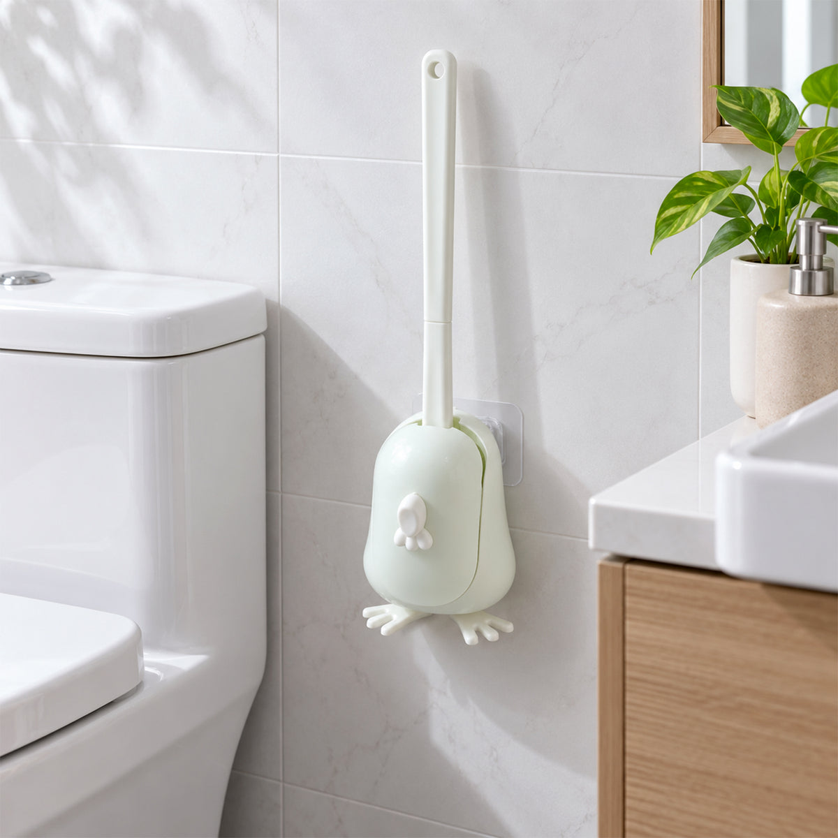 Toilet Cleaning Brush Set with Silicone Bristles and Wall Mounted Storage Holder