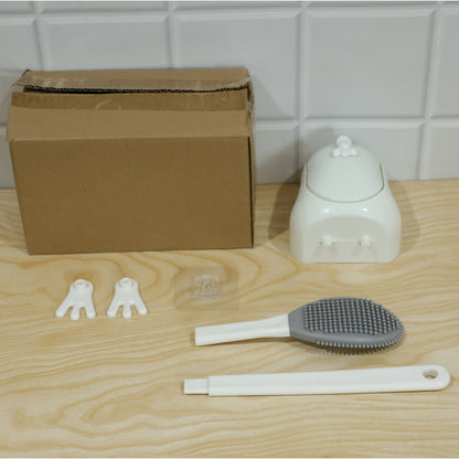 Toilet Cleaning Brush Set with Silicone Bristles and Wall Mounted Storage Holder