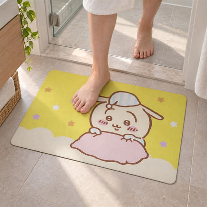 Absorbent Bathroom Mat, Cute Cartoon Bunny Print Quick Dry Mat (1 Pc, 60x40 Cm)