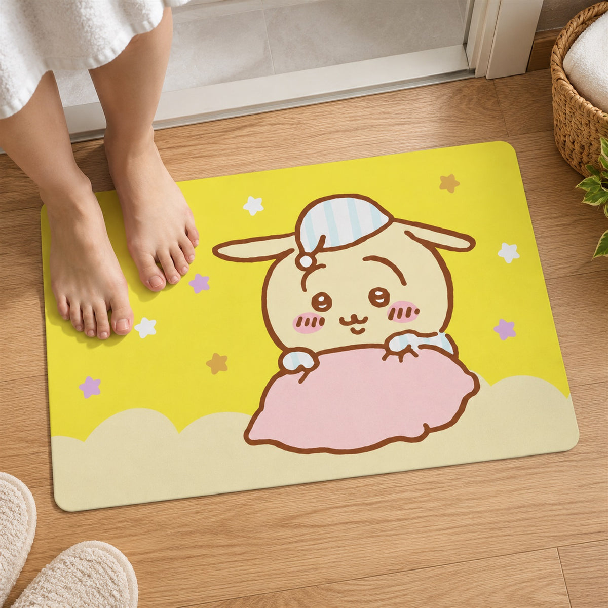 Absorbent Bathroom Mat, Cute Cartoon Bunny Print Quick Dry Mat (1 Pc, 60x40 Cm)