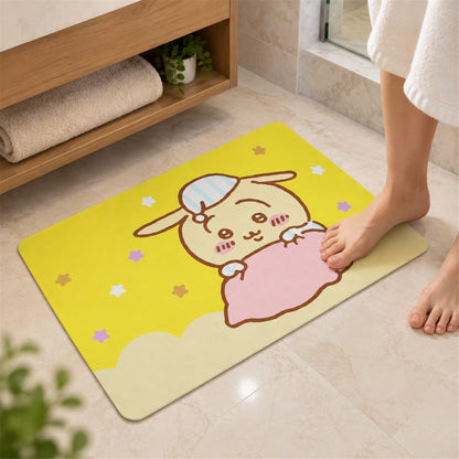 Absorbent Bathroom Mat, Cute Cartoon Bunny Print Quick Dry Mat (1 Pc, 60x40 Cm)