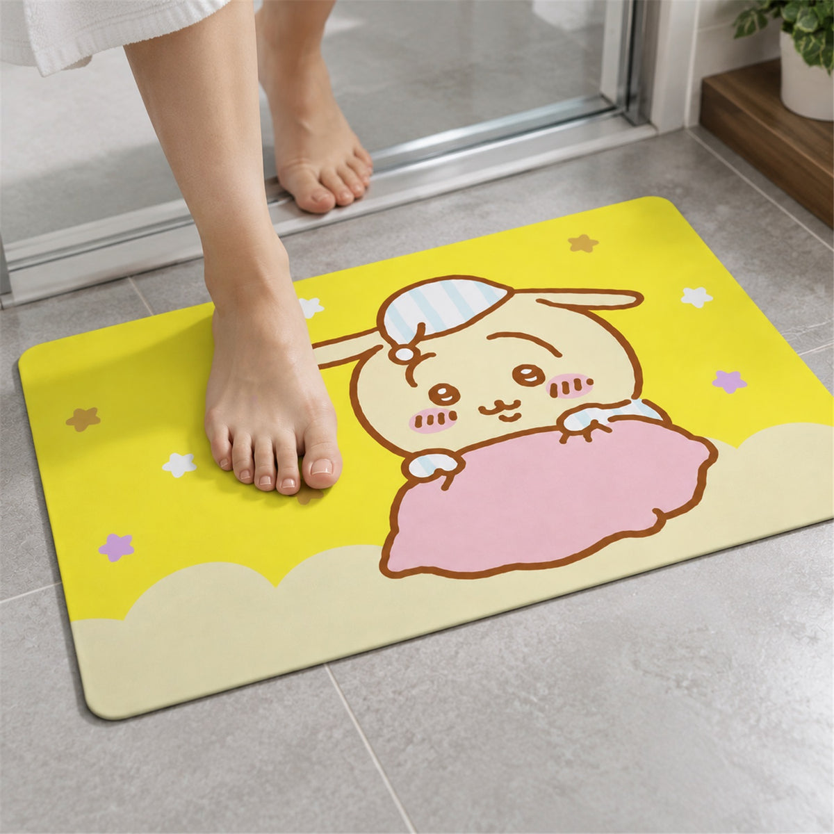 Absorbent Bathroom Mat, Cute Cartoon Bunny Print Quick Dry Mat (1 Pc, 60x40 Cm)