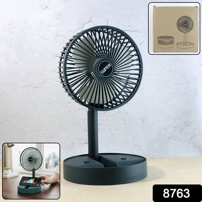 Rechargeable Desktop Table Fan Mobile Phone Holder (1 Pc)