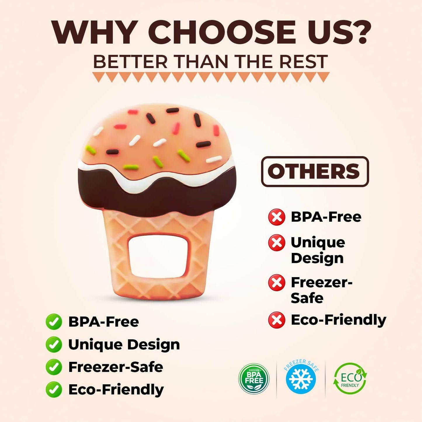 Ice Cream Shaped Silicone Baby Teether