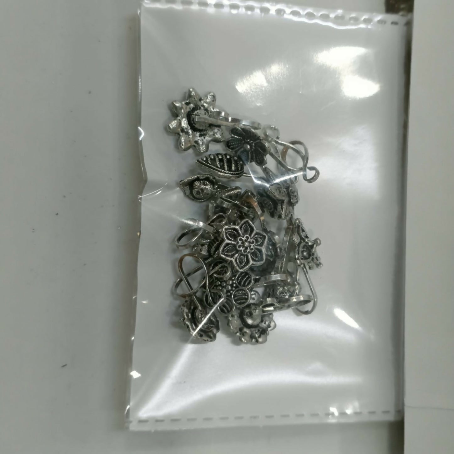 Oxidized Silver Traditional Floral Nose Pins Combo for Women & Girls (Pack of 15)