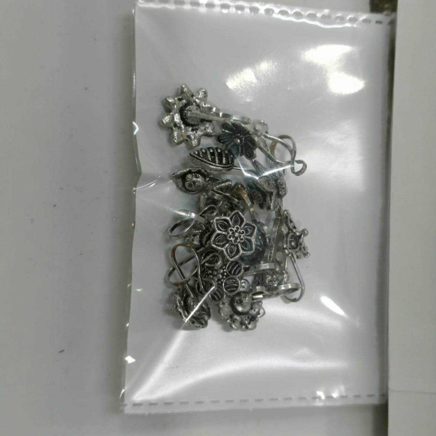 Oxidized Silver Traditional Floral Nose Pins Combo for Women & Girls (Pack of 15)