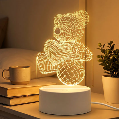 Side view of 3D Teddy Bear LED Night Lamp