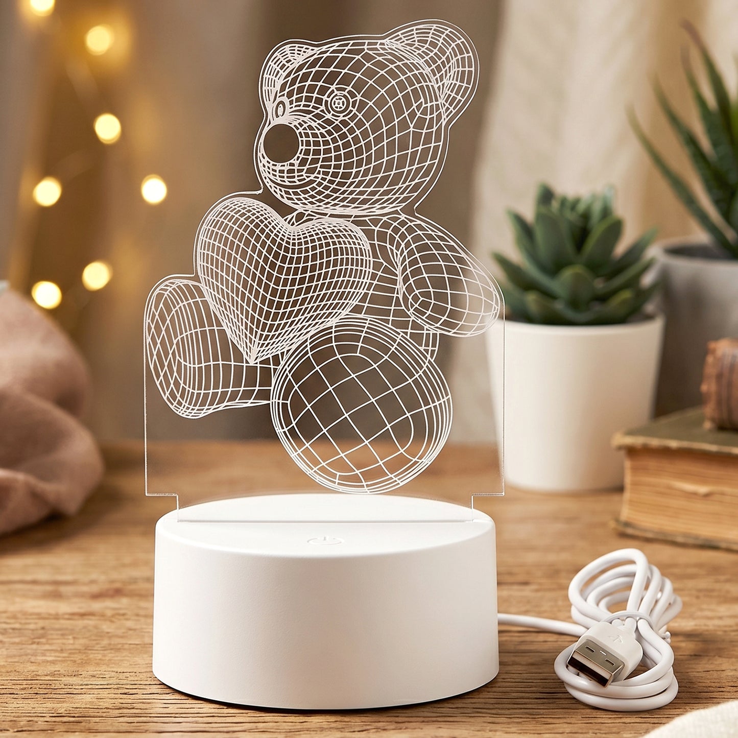 3D Teddy Bear LED Night Lamp warm light