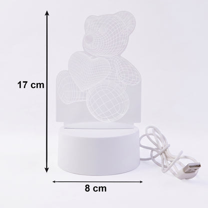 3D illusion teddy bear LED night lamp illuminated