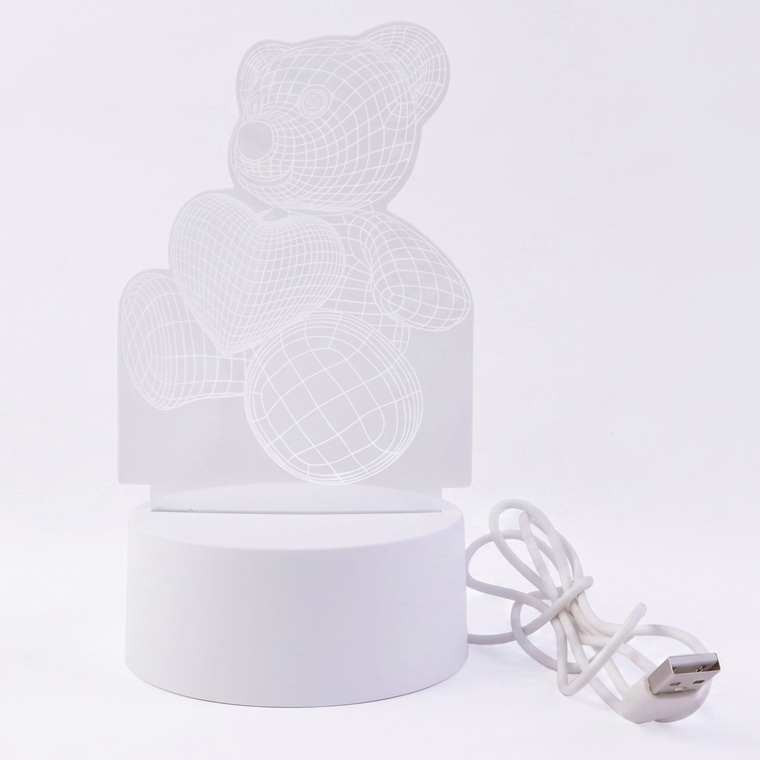 3D Teddy Bear LED Night Lamp glowing in dark