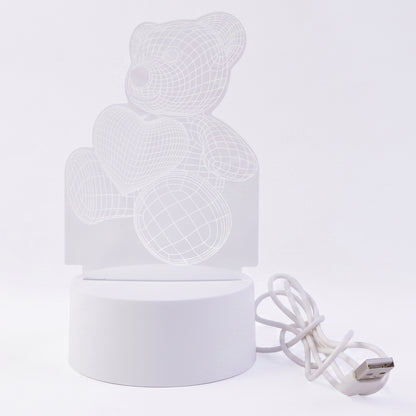3D Teddy Bear LED Night Lamp glowing in dark