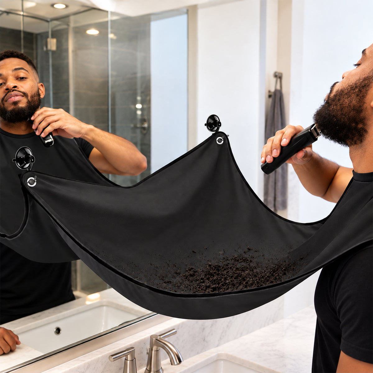 Beard Apron for Men, Shaving Cape with Suction Cups for Clean Trimming (1 Pc)