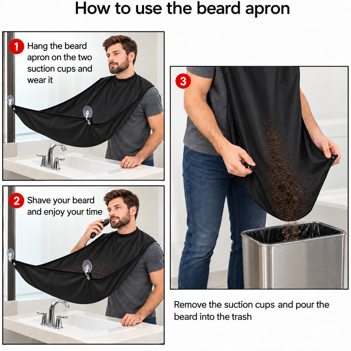 Beard Apron for Men, Shaving Cape with Suction Cups for Clean Trimming (1 Pc)