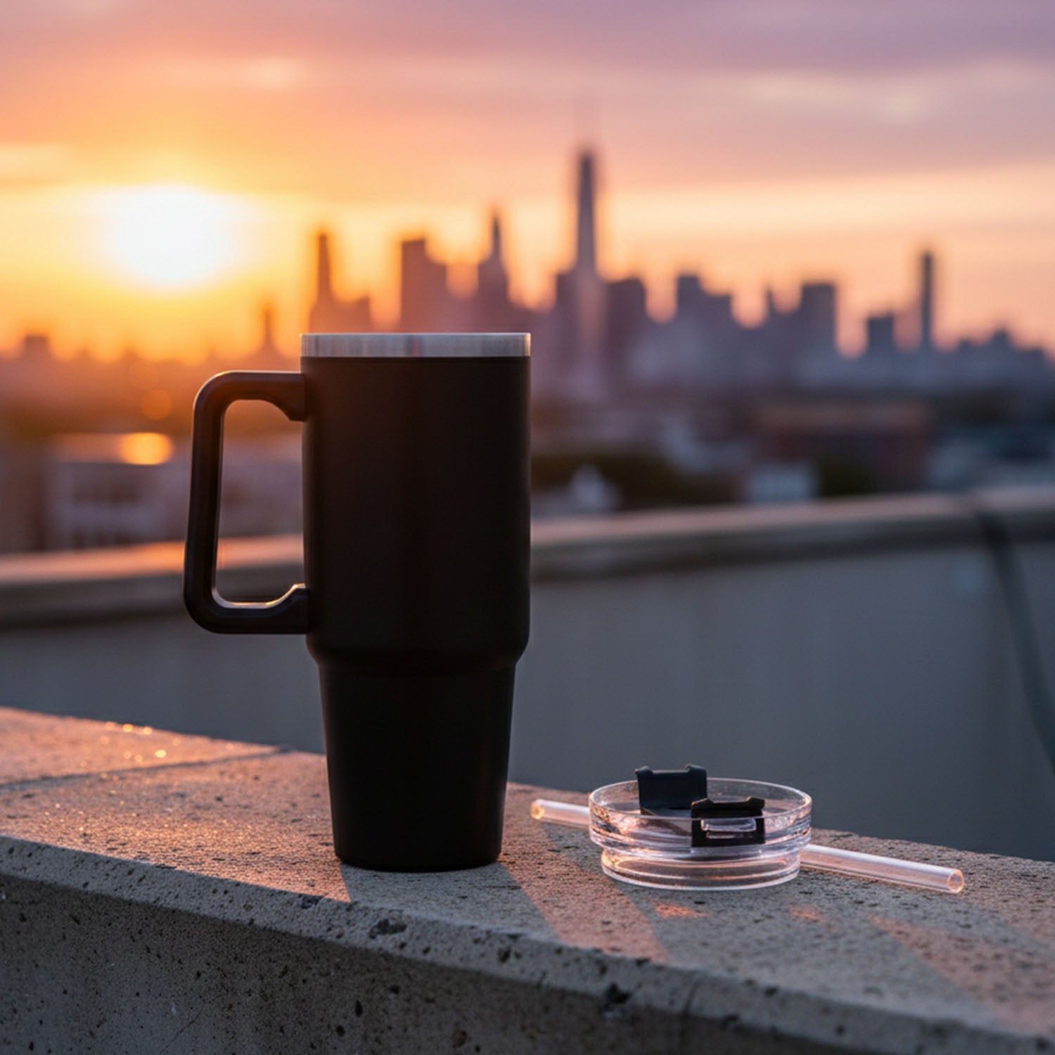 890 ML Large Capacity Insulated Travel Mug / Tumbler Black color (1 Pc)