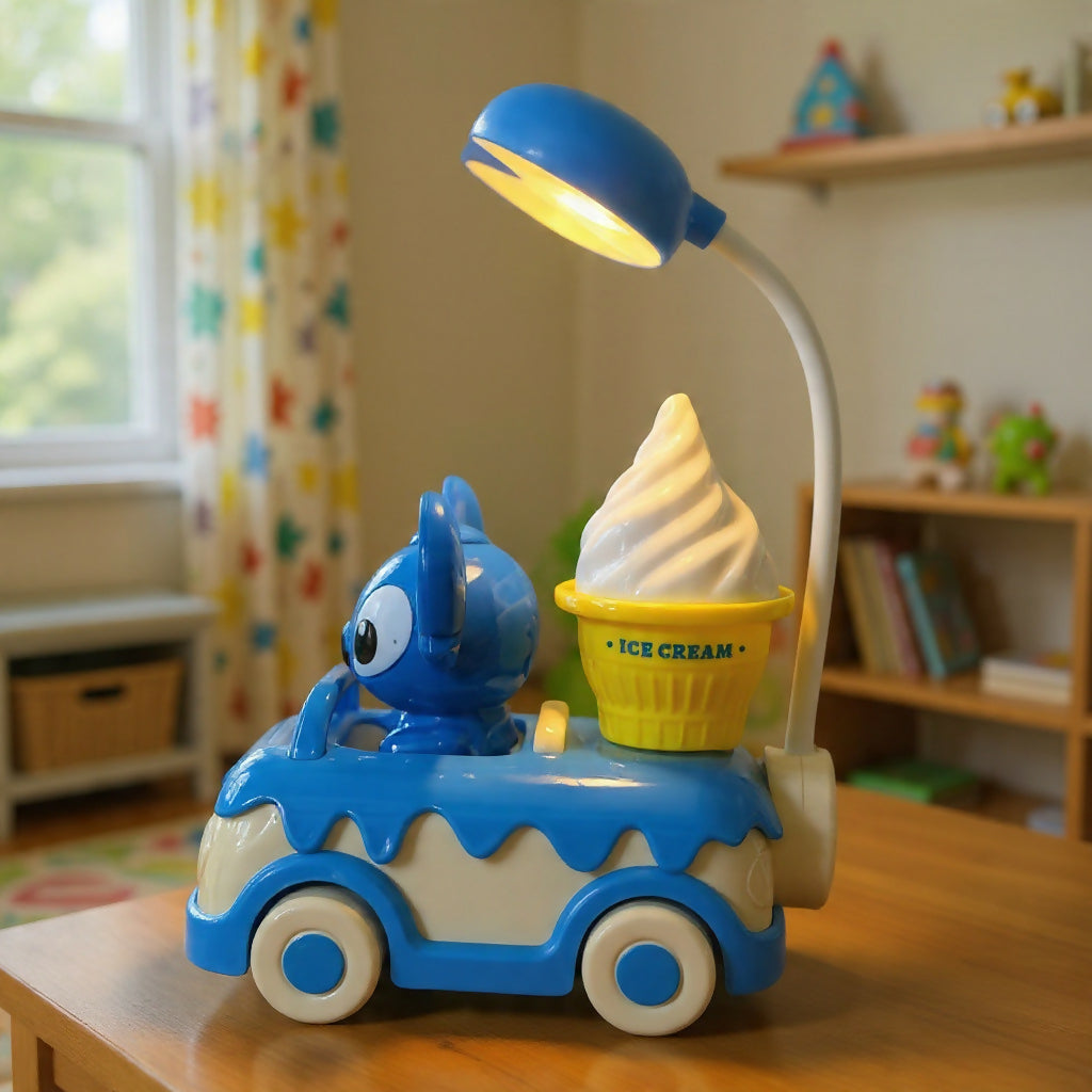Cute Car Desk Lamp with Sharpener and 3 Light Modes for Kids
