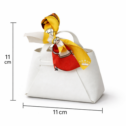 Mini White Handbag with Printed Scarf | Stylish Purse for Women