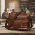 Premium Brown Leather Sling Bag with Adjustable Strap for Office & Daily Travel Use