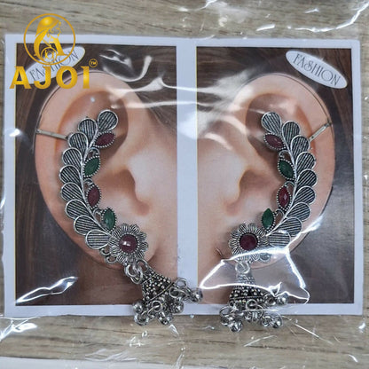 Royal Gemstone Leaf Earrings