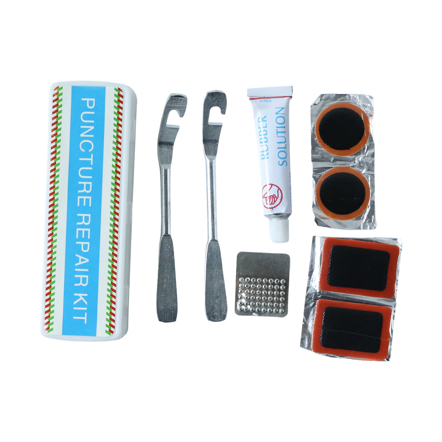 Bicycle Tire Repair Kit – Portable Puncture Repair Set with Adhesive (1 Set / Mix Design)