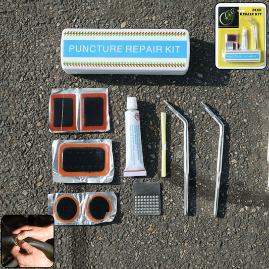 Bicycle Tire Repair Kit – Portable Puncture Repair Set with Adhesive (1 Set / Mix Design)