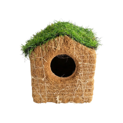 Handmade Coir Bird House with Grass Roof for Outdoor & Garden